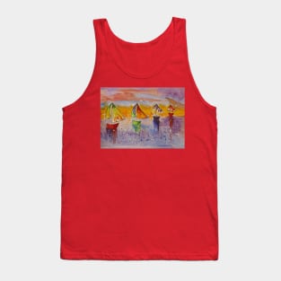 Colourful Sailing boats under a Sun set Sky Tank Top